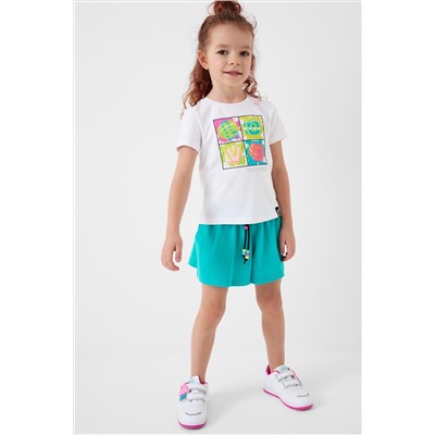 Комплект трикотажный для девочек: фуфайка (футболка), шорты PLAYTODAY, 1240325