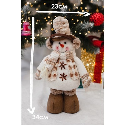 Игрушка новогодняя с выдвижными ногами Снеговик в наушниках в шляпе НАТАЛИ, 1224714