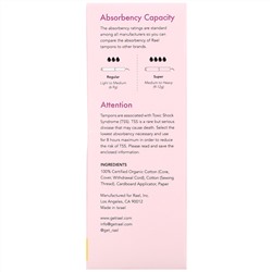 Rael, Organic Cotton Tampons with Cardboard Applicators, Regular, 18 Count