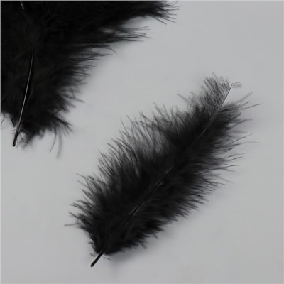 Перо декоративное гусиное пуховое "Чёрное" набор 100 шт h=10-15 см