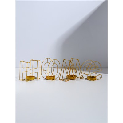Подсвечник металлический на 4 свечи TAKE IT EASY, Home, 13.5×42 см, золото