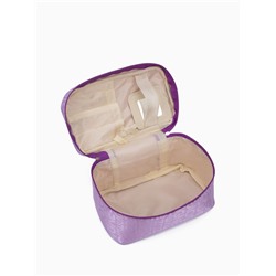 Косметичка-сундучок на молнии, на подкладке, с ручкой, зеркалом, с буквами, сиреневая