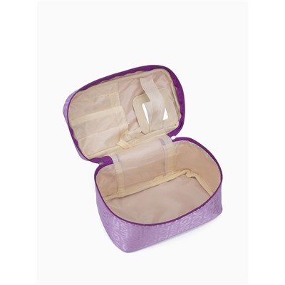 Косметичка-сундучок на молнии, на подкладке, с ручкой, зеркалом, с буквами, сиреневая