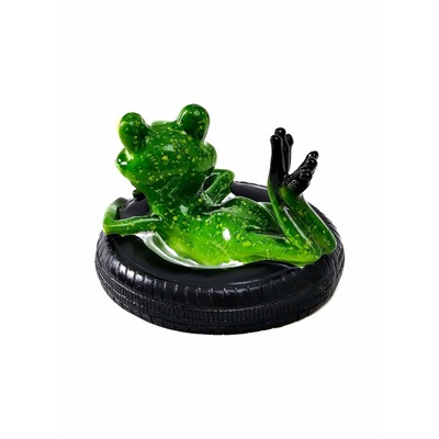 Садовая фигура из полистоуна «Лягушка на шине», 14×13×9.5 см, водоплавающая