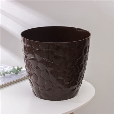 Горшок для цветов с поддоном «Камешки», 8 л, пластик, шоколадный
