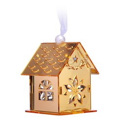Новогоднее украшение "Домик" со светом, золото
