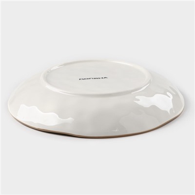 Тарелка глубокая Доляна «Космос», 550 мл, d=21.5 см, фарфор, белая, зелёная