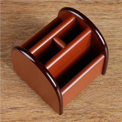 Органайзер 4 секции, на вращающейся подставке, под бук, 12×12×12 см