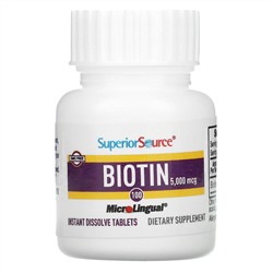 Superior Source, Biotin, 5,000 mcg, 100 Tablets