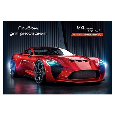 Альбом для рисования 24л. "Красное авто - 1" А4 скрепка