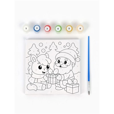 Картина по номерам «Новогодняя лошадка», 15×15 см