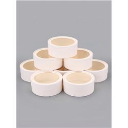 Набор круглых подарочных коробок с окном, завальцованные, белые, набор 8 шт., 15×6 см