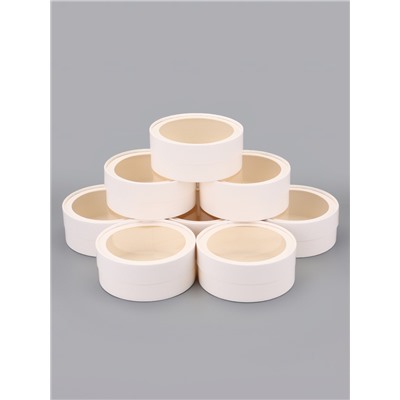 Набор круглых подарочных коробок с окном, завальцованные, белые, набор 8 шт., 15×6 см