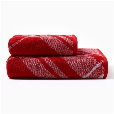 Полотенце махровое «Этель Клетка», 50×90 см, хлопок 100%, красное