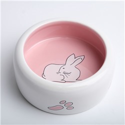 Миска керамическая «Заяц» 200 мл - 11×11×4.6 см, белая/розовая