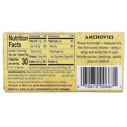 Reese, Rolled Fillets of Anchovies, 2 oz (56 g)