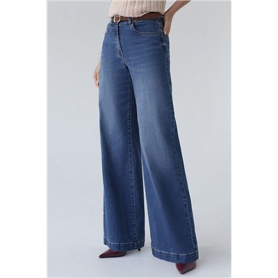 Джинсы трубы прямые с декоративной стиркой из эластичного денима VILATTE, 1230653