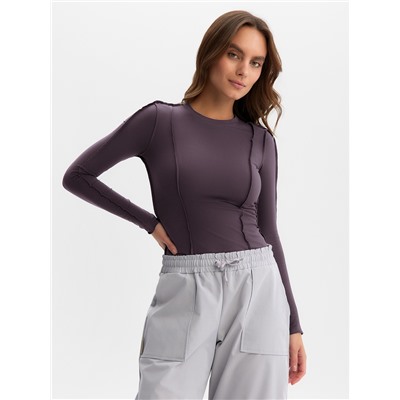 Лонгслив с декоративными швами MIST, размер 42, графитовый