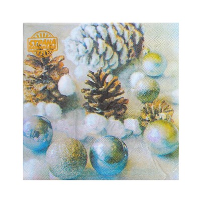 Салфетки новогодние бумажные «Ёлочные игрушки», 33×33 см, набор 20 шт.