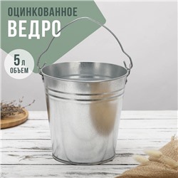 Ведро хозяйственное оцинкованное с ручкой, 5 л, d=21 см, h=20,5 см, ГОСТ