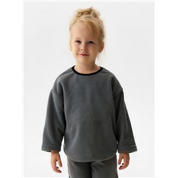 Свитшот флисовый детский MINAKU: Fleece Soft, графит, рост 116 см