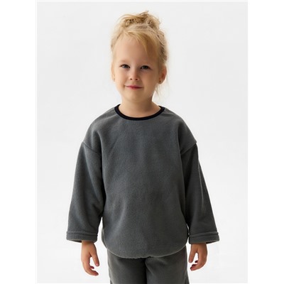 Свитшот флисовый детский MINAKU: Fleece Soft, графит, рост 116 см