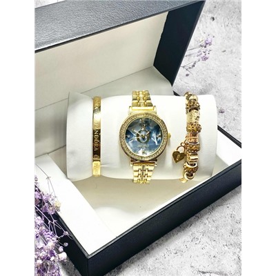 Подарочный набор для женщин часы, 2 браслета + коробка #22864461