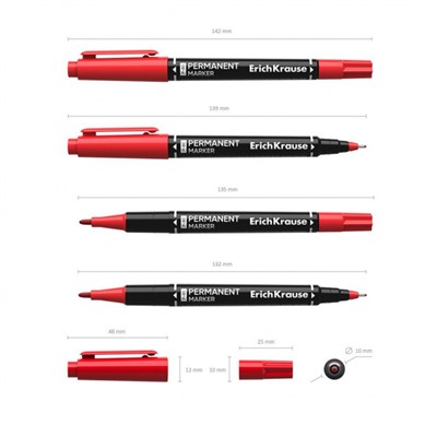 Маркер перманентный двусторонний Double P-80 красный 48185 ErichKrause