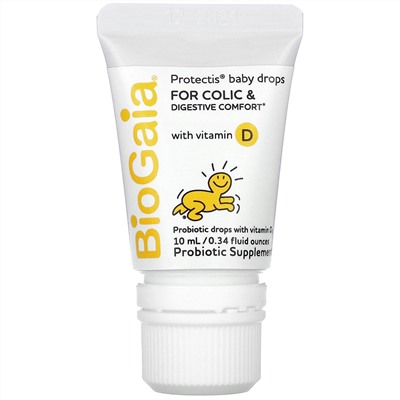BioGaia, ProTectis, детские капли, для колик и пищеварения, с витамином D, 10 мл (0,34 жидкой унции)