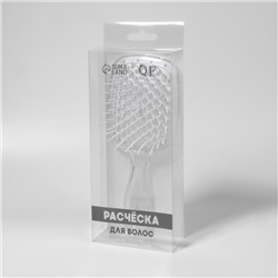 Расчёска массажная, широкая, вентилируемая, 8.5×20.5(±1) см, PVC коробка, прозрачная