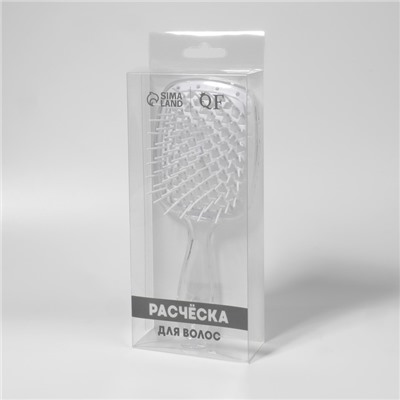 Расчёска массажная, широкая, вентилируемая, 8.5×20.5(±1) см, PVC коробка, прозрачная