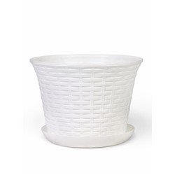 Кашпо для цветов «Ротанг», 8 л, d=27.5 см, h=20.5 см, пластиковое, с поддоном, белое
