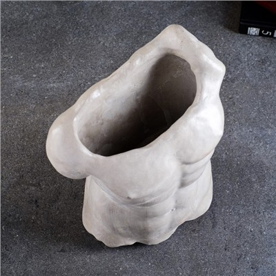 Фигурное кашпо для цветов «Торс», 1 л, 29×28×13 см, керамика, серое