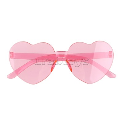 Карнавальные очки, Сердце, Розовый, 1 шт.