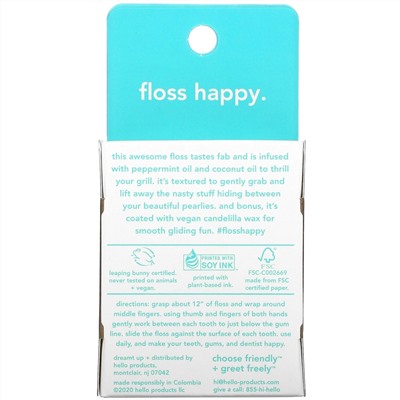 Hello, White Floss, Natural Peppermint Flavor, 54.6 yds (50 meters)