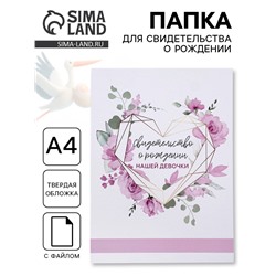Папка для свидетельства о рождении «Девочка» 32×22.3 см