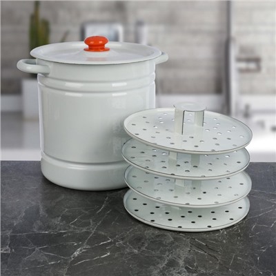 УЦЕНКА Мантоварка (позница) 12 л светлая (4 вставки) с с пласт. кнопкой