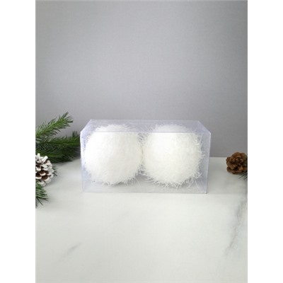 Новогоднее украшение Шары 2 штуки 9,5 см / WF-186 /уп 108/белые