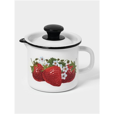 Кружка эмалированная, 1 л, с крышкой и носиком, белая