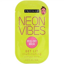 Freeman Beauty, Neon Vibes, Get Lit, осветляющая маска-пилинг для сияния кожи, 10 мл (0,33 жидк. унции)