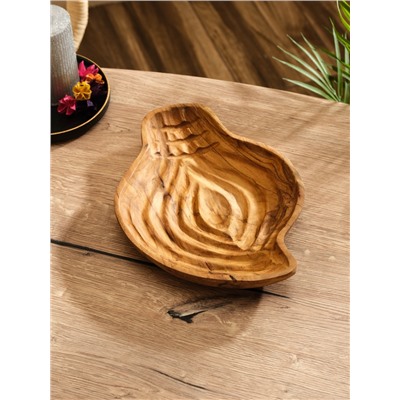 Тарелка «Древесная кора», 28×21×5 см, дерево Джати, коричневая