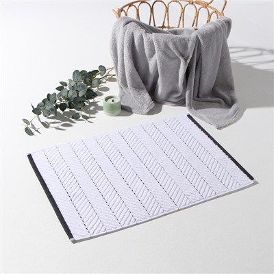 Коврик махровый «Этель» Lines, 50×70 см, хлопок 100%, белая
