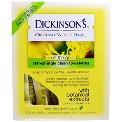 Dickinson Brands, Освежающие влажные салфетки Original Witch Hazel On the Go, 20 шт в упаковке, 12,7 х 17,8 см (5" x 7")