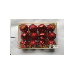 Елочные шары 12 штук 6 см красный / B-2632 /уп 66/