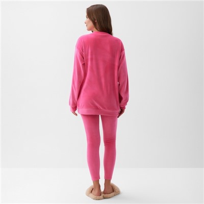 Костюм женский (свитшот, леггинсы) KAFTAN Plushy, размер 48-50, фуксия