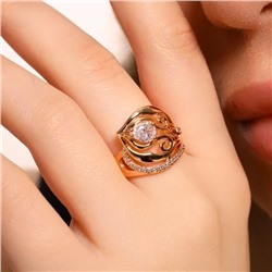 Кольцо широкое 17 р ювелирная бижутерия Дубайское золото покрытие позолота, вставка: фианиты, цвет: прозрачный, арт.314.625-17