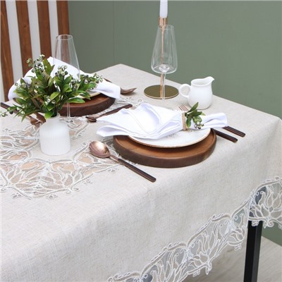 Скатерть «Этель. Ажурная», 120×150±5 см, бежевая