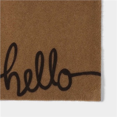 Коврик придверный Доляна Hello, без окантовки, 40×60 см, бежевый