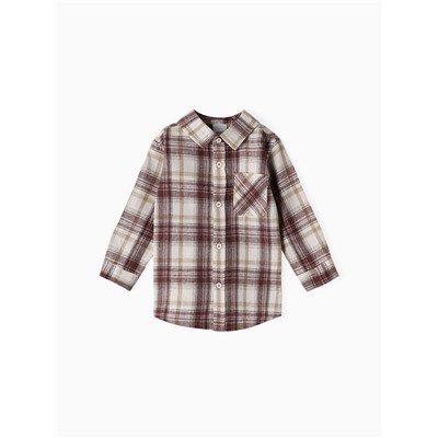 Рубашка фланелевая Крошка Я, рост 92-98 см, коричневая