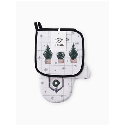 Кухонный набор «Этель» Magic winter: варежка-прихватка 20×27 см, прихватка 19×19 см